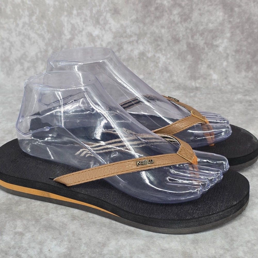 KuaiLu Sandals Womens 8 Brown Yoga Flip Flops Arch Support Thong Non-Slip